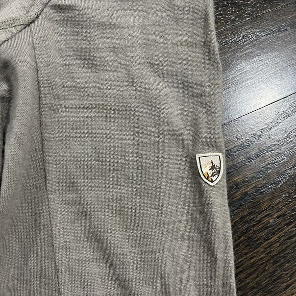 Kuhl Stellr 1/4 Zip Pullover Top Men XL Green Taupe Merino Wool Hunting Stretch - Picture 6 of 9